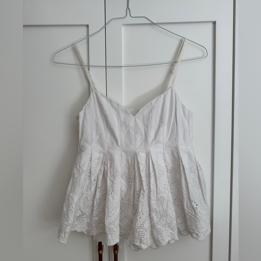 HD in Paris White Poplin Eyelet Top
